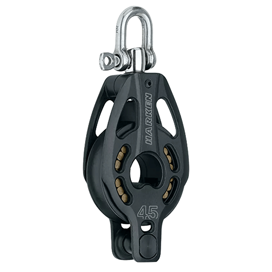 Harken 3392 45mm Single Black Magic Block with Becket - Pacific Sailboat Supply