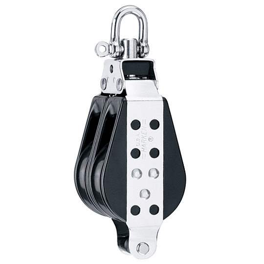 Harken 1545 3" 76mm Double Midrange Classic Sailboat Block With Becket - Pacific Sailboat Supply