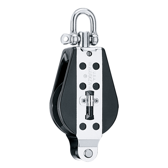Harken 1550 3" 76mm Single Midrange Hexaratchet Classic Sailboat Block With Becket - Pacific Sailboat Supply