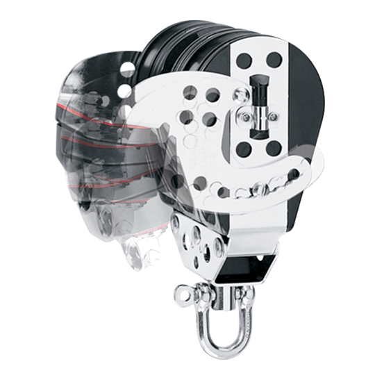 Harken 1556 3" 76mm Midrange Triple Hexaratchet Sailboat Block With Cam Cleat And Becket - Pacific Sailboat Supply