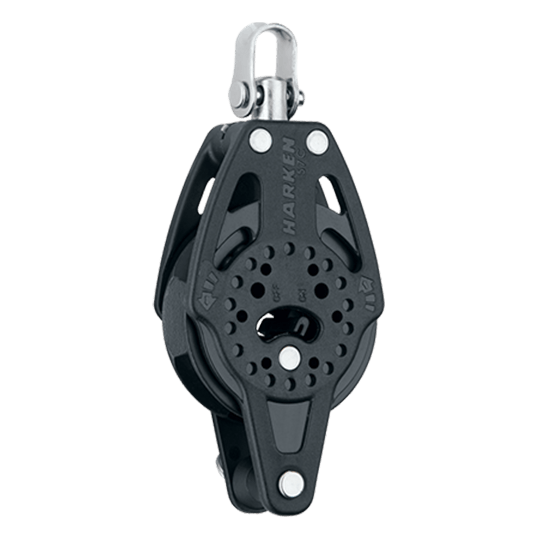 Harken 2136 57mm 2.25" Single Carbo Ratchet Sailboat Block With Becket - Pacific Sailboat Supply