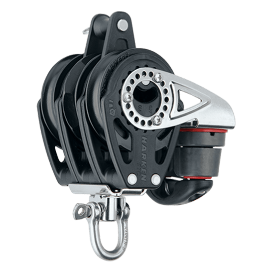 Harken 2141 57mm Triple Carbo Ratchet Block With Cam Cleat And Becket - Pacific Sailboat Supply