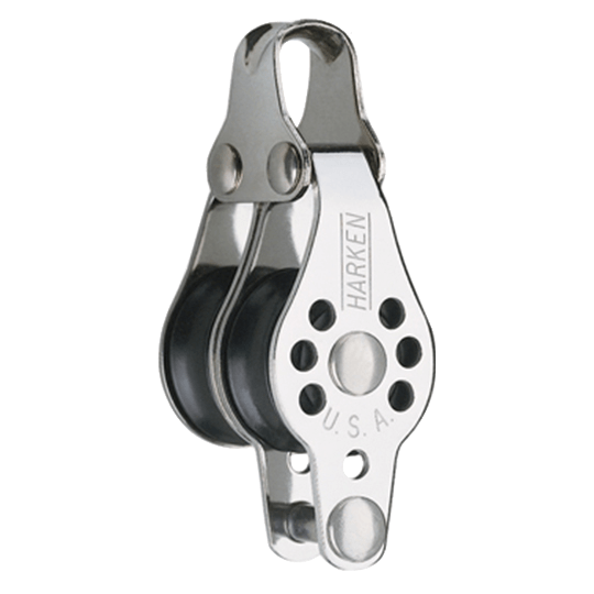 Harken 227 22mm Double Micro Sailboat Block With Becket - Stainless Steel - Pacific Sailboat Supply