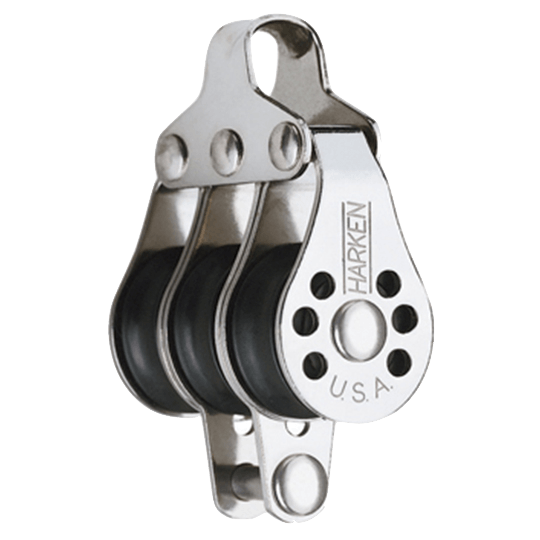 Harken 229 22mm Triple Micro Sailboat Block With Becket - Stainless Steel - Pacific Sailboat Supply