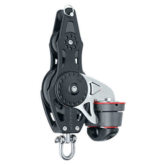 Harken 2624 57mm 2.25" Carbo Airblock Fiddle Sailboat Block With Becket And 150 Cam Cleat And Becket - Pacific Sailboat Supply
