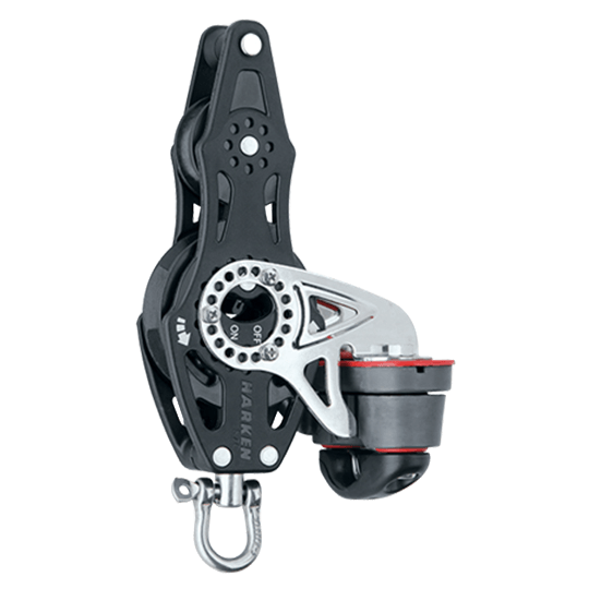 Harken 2676 57mm Carbo Airblock Fiddle Ratchet Sailboat Block With Cam Cleat And Becket - Pacific Sailboat Supply