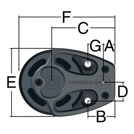 Harken 3220 57mm Single Black Magic High-Load Airblock Footblock - Pacific Sailboat Supply