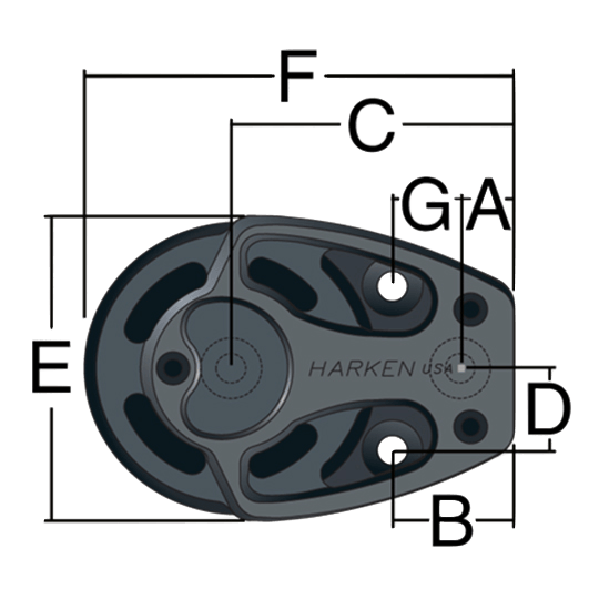 Harken 3234 75mm Single Black Magic High-Load Air Block Footblock - Pacific Sailboat Supply