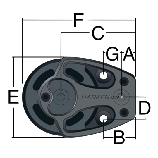 Harken 3235 75mm Double Black Magic High-Load Air Block Footblock - Pacific Sailboat Supply