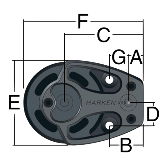Harken 3236 75mm Single Black Magic High-Load Air Block Lockoff Footblock - Pacific Sailboat Supply