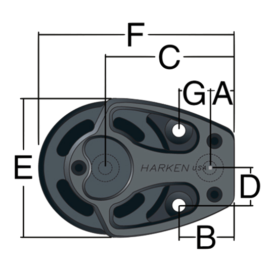 Harken 3237 75mm Double Black Magic High-Load Air Block Lockoff Footblock - Pacific Sailboat Supply