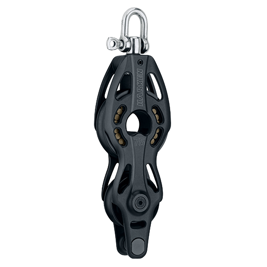 Harken 3242 75mm Black Magic High-Load Air Block Fiddle Block With Becket - Pacific Sailboat Supply