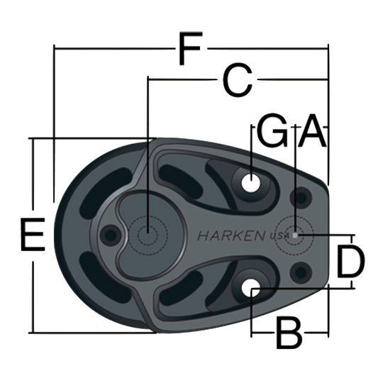 Harken 3250 100mm Double Black Magic High-Load Air Block Footblock - Pacific Sailboat Supply