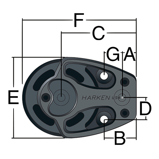 Harken 3257 125mm Single Black Magic Footblock - Pacific Sailboat Supply