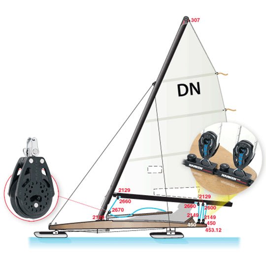 Harken 450 16mm Dn Iceboat Lead Traveler Car With Eyestrap For 453 Low-Beam Track - Pacific Sailboat Supply