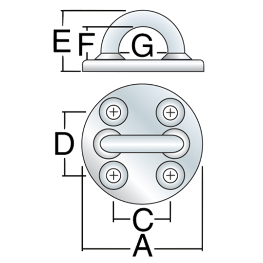 Harken 627 Small Round Stainless Steel Sailboat Padeye - Pacific Sailboat Supply