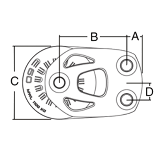 Harken 6294 80mm Single Element Footblock - Pacific Sailboat Supply