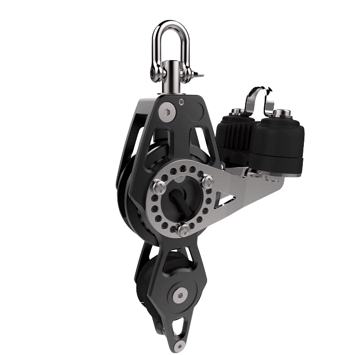 Lewmar 29901839BK 80mm Fiddle Racing Block With Cam Cleat And Becket - Pacific Sailboat Supply