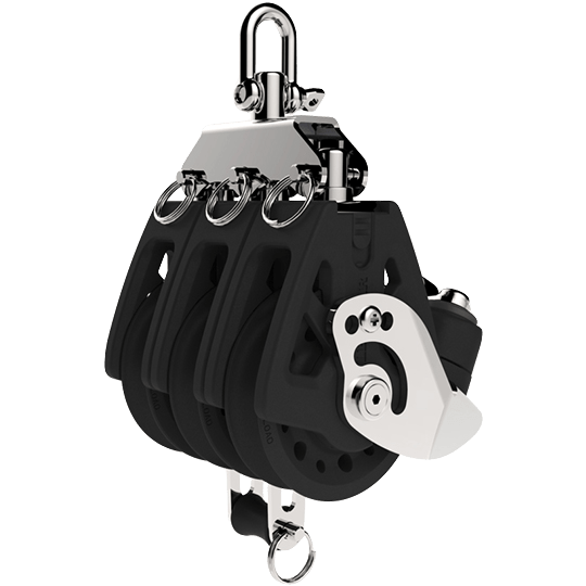 Lewmar 29925010BK 50mm Triple Synchro Block With Cam Cleat And Becket - Pacific Sailboat Supply