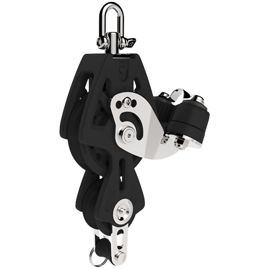 Lewmar 29926039BK 60mm Synchro Fiddle Block With Cam Cleat And Becket - Pacific Sailboat Supply