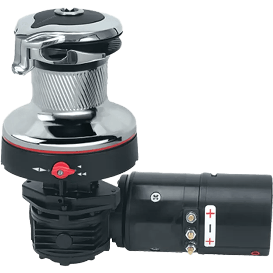 Harken 40 RWC 12V Radial Rewind Self - Tailing Chrome Electric Winch - Reverse Speed - Pacific Sailboat Supply