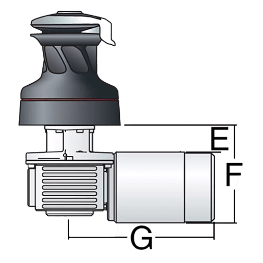 Harken 40 STEA 12V Radial Self - Tailing Aluminum Two - Speed Electric Winch - Horizontal Motor - Pacific Sailboat Supply