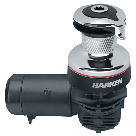 Harken 40 STEC 12V Radial Self - Tailing Chrome Two - Speed Electric Winch - Horizontal Motor - Pacific Sailboat Supply