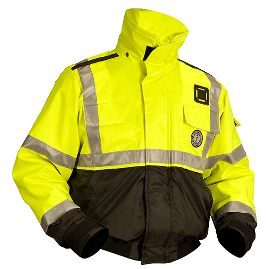 Mustang Survival ANSI High Visibility Flotation Bomber Jacket - Fluorescent Yellow/Green - Pacific Sailboat Supply