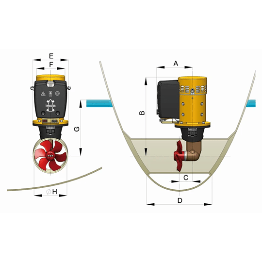 Vetus Bow Thruster 45 kgf 12V 125mm Tunnel - Pacific Sailboat Supply