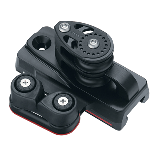 Harken E2756 27mm Double Sheave Midrange CB Traveler End Controls With Cam Cleat And Becket - Pacific Sailboat Supply