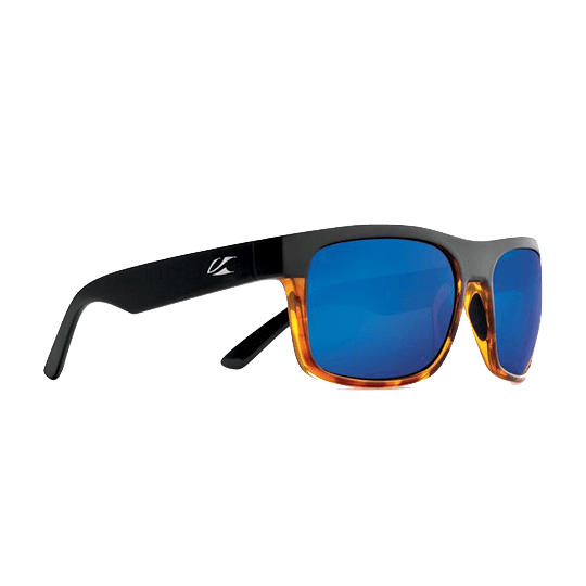 Kaenon Burnet XL Polarized Matte Black & Tortoise /  Grey 12 Pacific Blue Mirror Sunglasses - Pacific Sailboat Supply